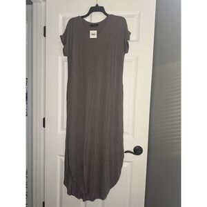 Rae Mode Short Cuff Sleeve Round Hem Maxi Dress Small Gray Nwt